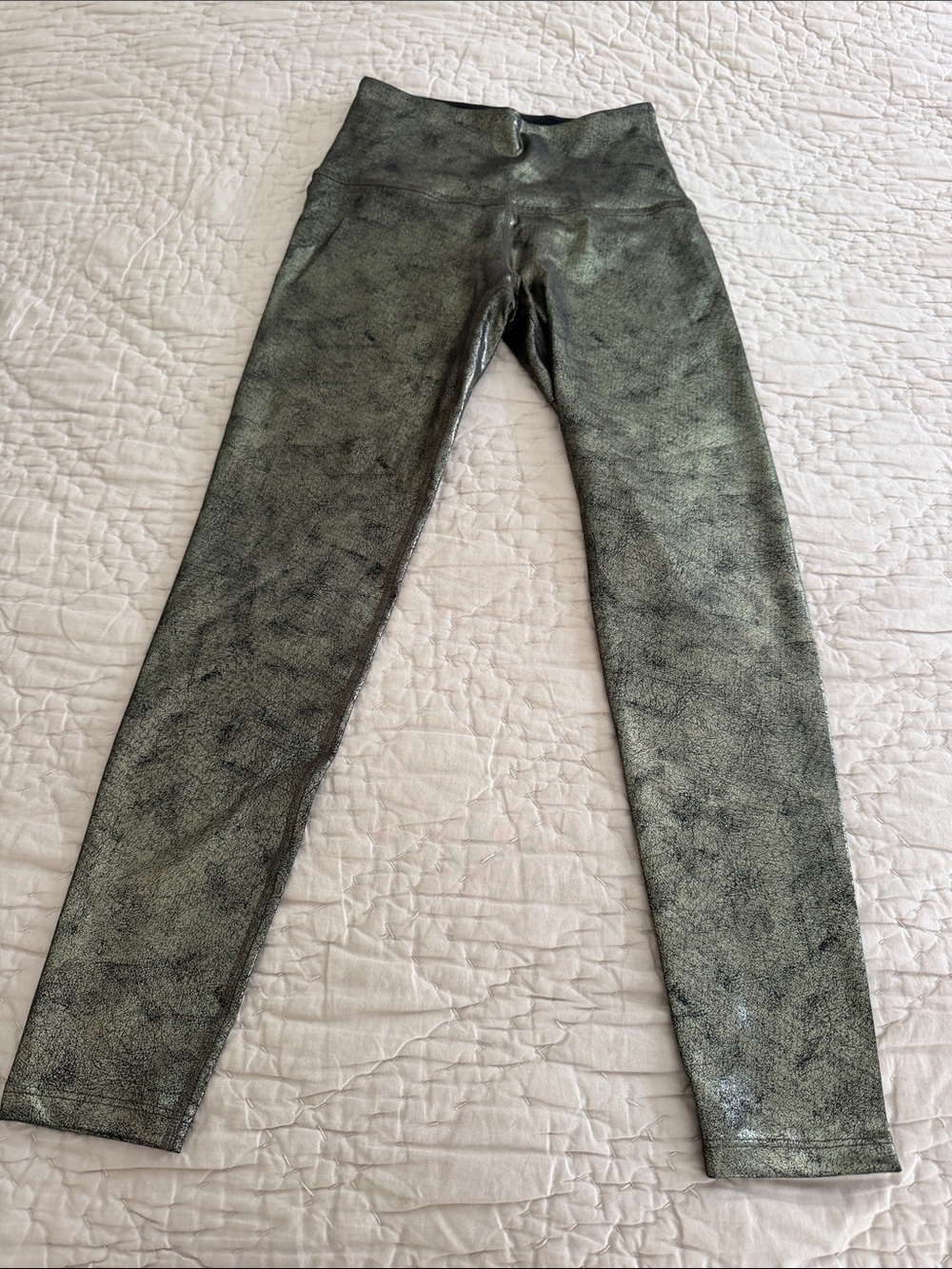 Beyond Yoga Metallic Olive Green Oil Slick High-Waist leggings
